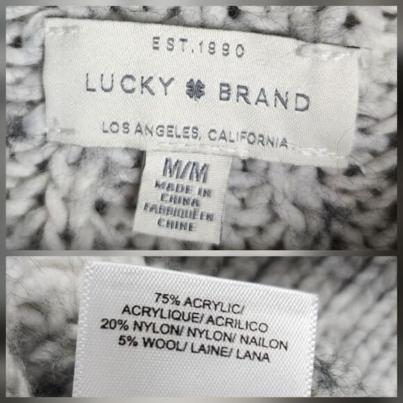 Lucky Brand Hooded Sweater Grey Knit Crop Size M - Picture 2 of 13